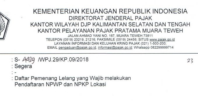 Kewajiban NPWP Lokasi edit