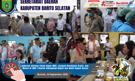 Gubernur Tinjau Dapur MBG, Layanan Kesehatan Gratis, dan Monev di SMA 1 Buntok didampingi Bupati dan Wakil Bupati Barsel
